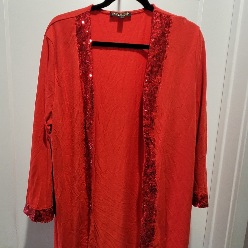 Red Cardigan 3x Open Front